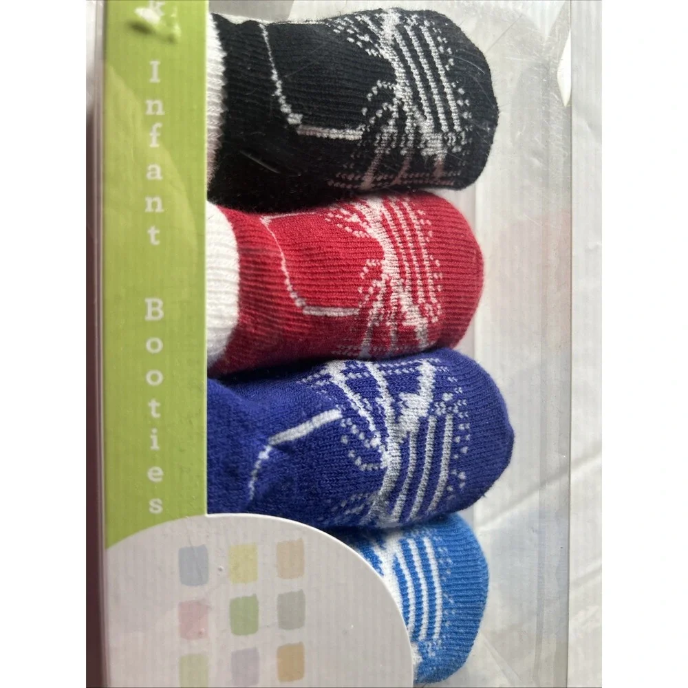 Absorba 0-6 Month 4 Pk Infant Booties NIB Christmas Holidays‎